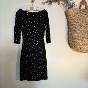 LOFT XS, Black and White Polka Dot Dress